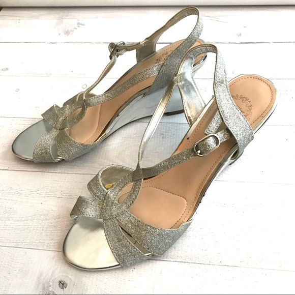 L. Miller Shoes - L Miller strappy silver wedge heels shoes sandals